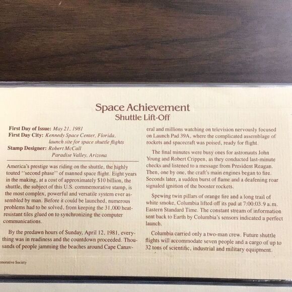 Space achievement, shuttle lift off first day issue 22 karat gold stamp - Picture 4 of 4